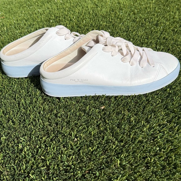 Rag & Bone RB1 Leather Slip On Mule Sneakers in Chambray and Light Blue - Picture 6 of 8